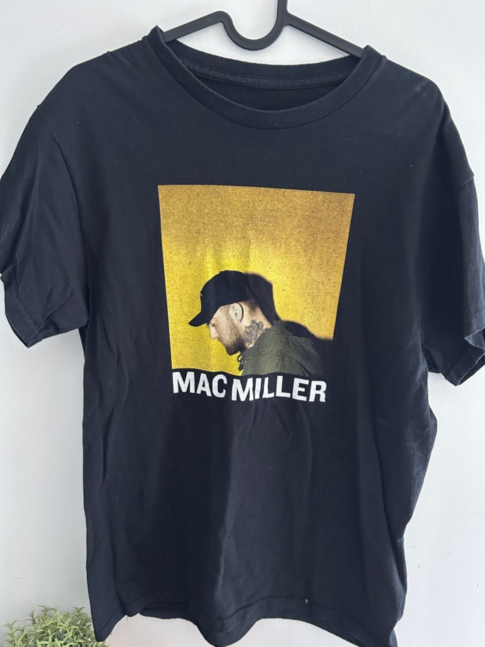 Mac Miller Black Graphic Tee with Yellow Portrait
